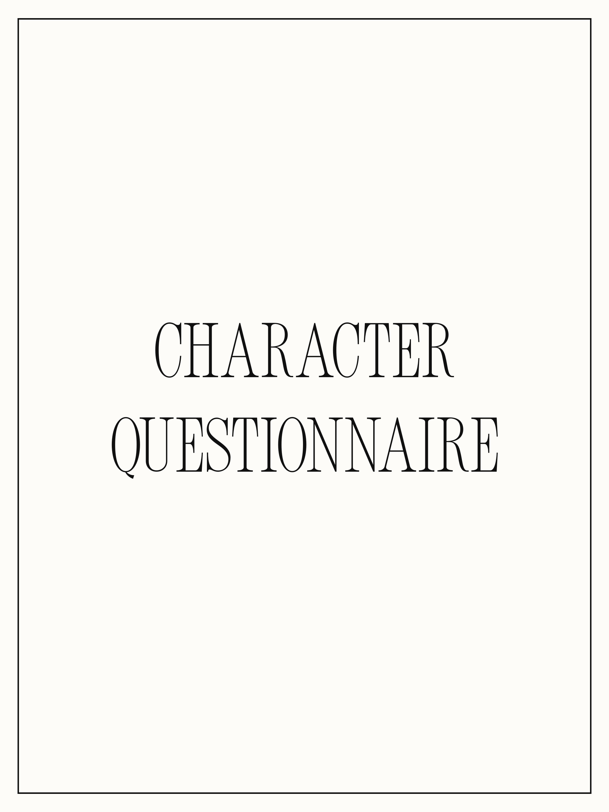 Character Questionnaire
